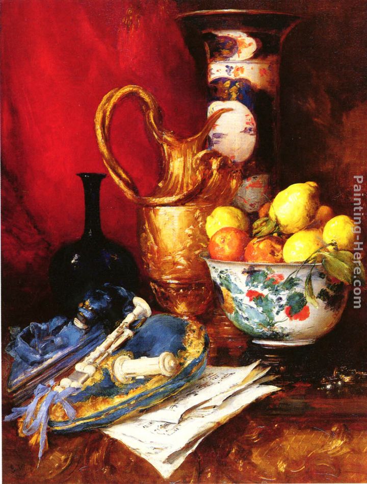 A Still Life with a Bowl of Fruit painting - Antoine Vollon A Still Life with a Bowl of Fruit art painting